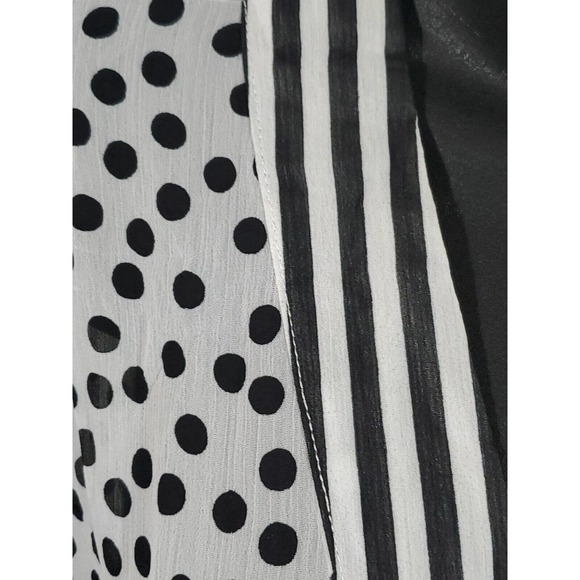 No Boundaries S/M Black White Polka Dot Striped Sheer Belted Long Robe - Picture 4 of 9